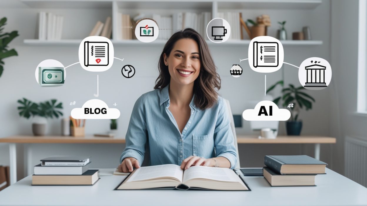 Leonardo Phoenix 10 A digital content creator sitting at a des 2