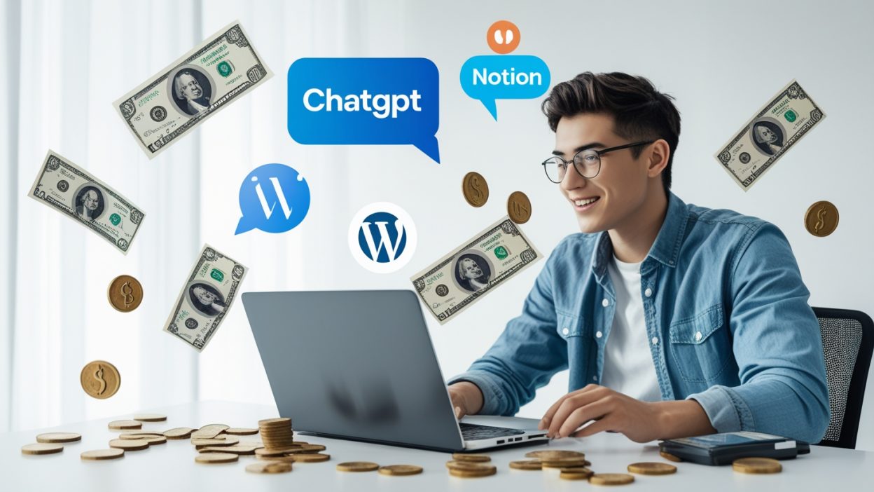 Leonardo Phoenix 10 A young blogger sitting at a desk with a l 2